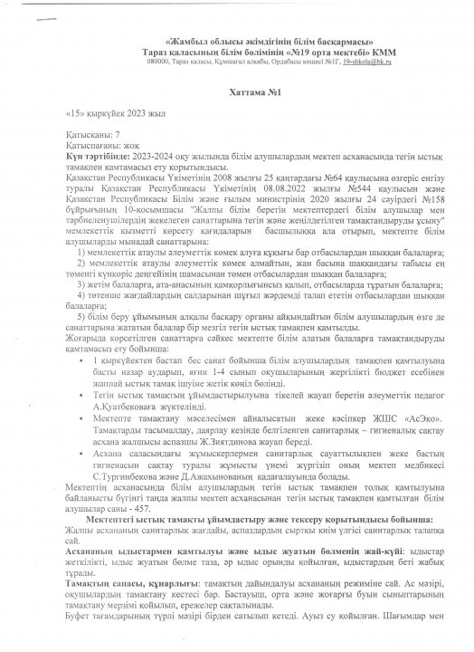 Бракераж жұмысы Хаттама №1