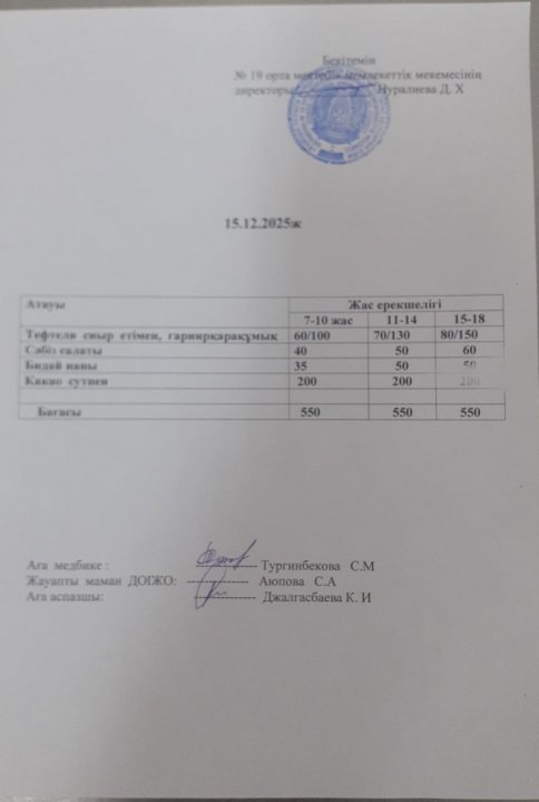 күндік ас мәзірі