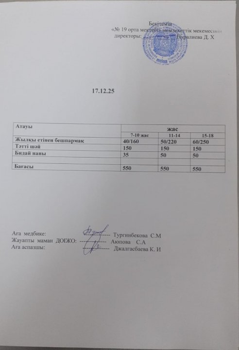 күндік ас мәзірі