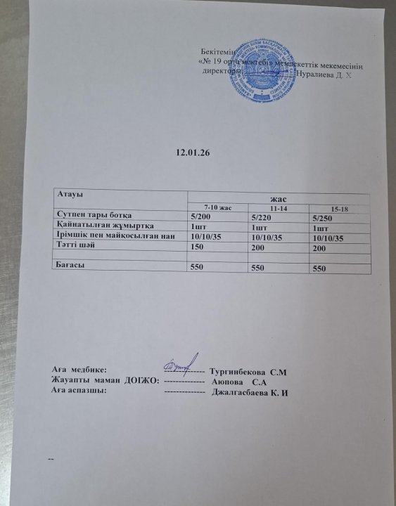 күндік ас мәзірі