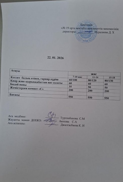 күндік ас мәзірі