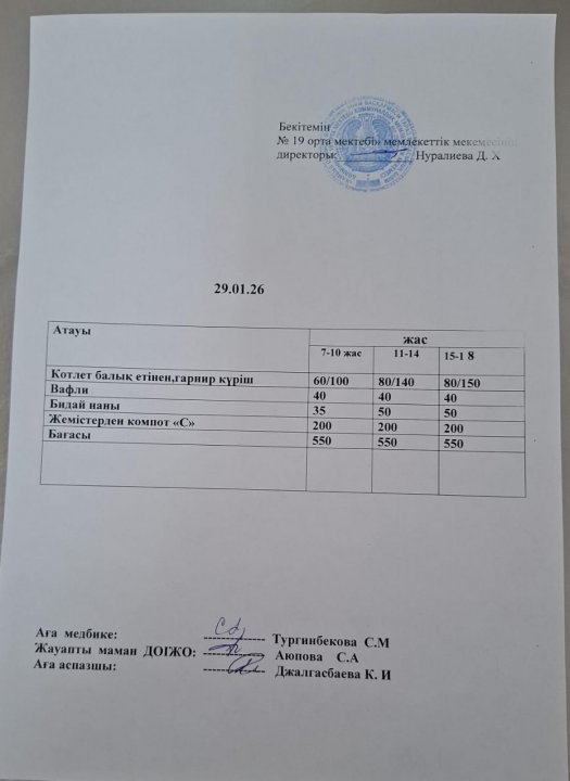 Күндік ас мәзірі