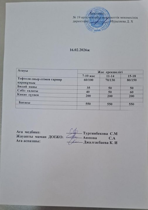 Күндік ас мәзірі