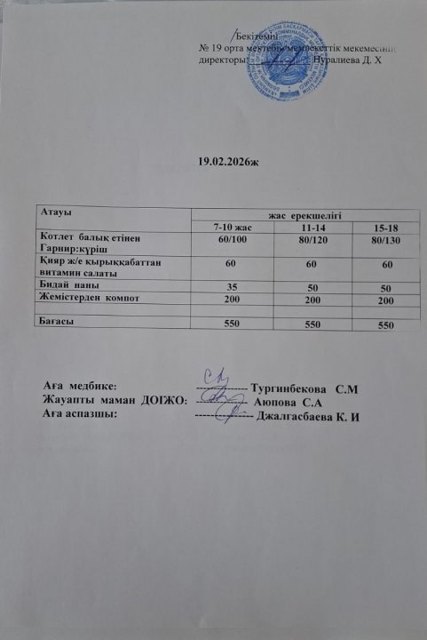 Күндік ас мәзірі