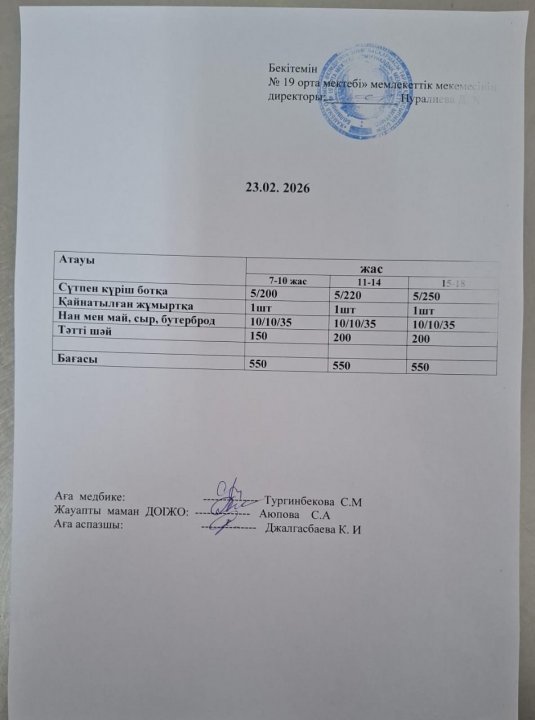 Күндік ас мәзірі