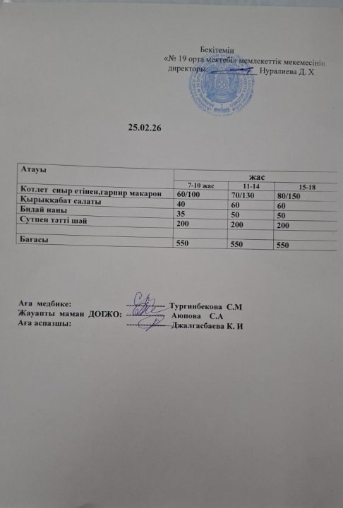 Күндік ас мәзірі