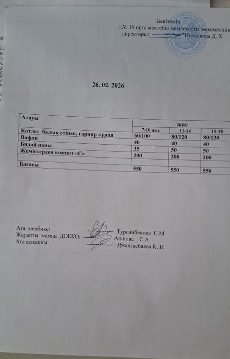 Күндік ас мәзірі