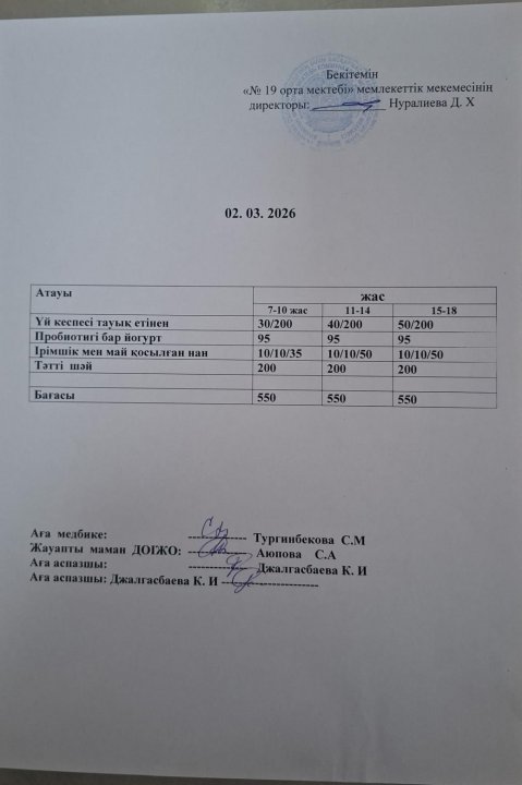 Күндік ас мәзірі