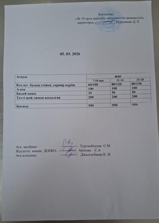 Күндік ас мәзірі