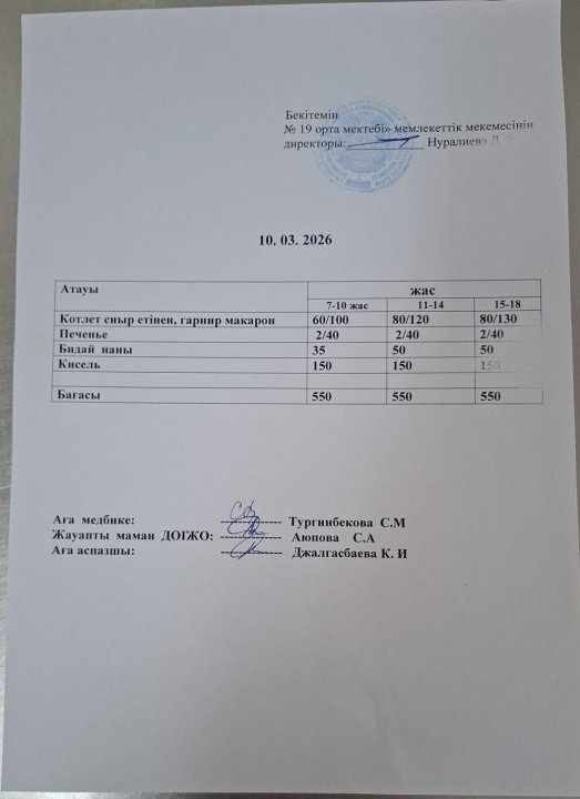 Күндік ас мәзірі